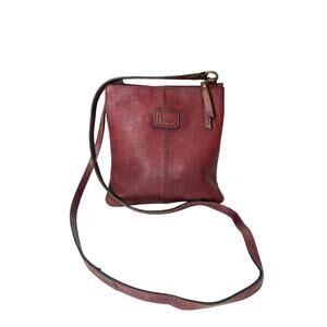 Fossil Red Clay Leather Crossbody Handbag Vintage Zip Top 8x7.5
